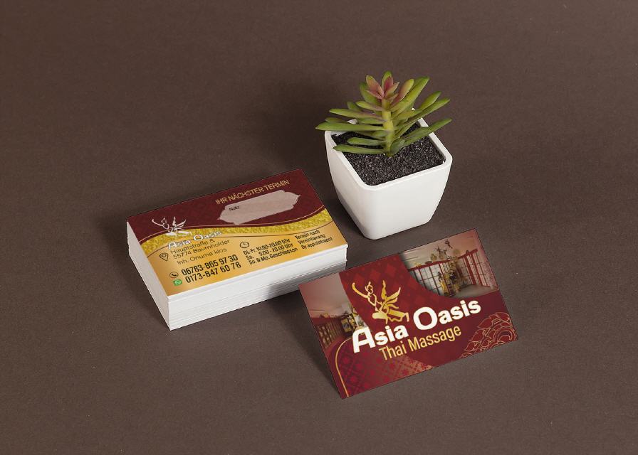 Thai-Massage Visitenkarte Design Asia Oasis Baumholder
