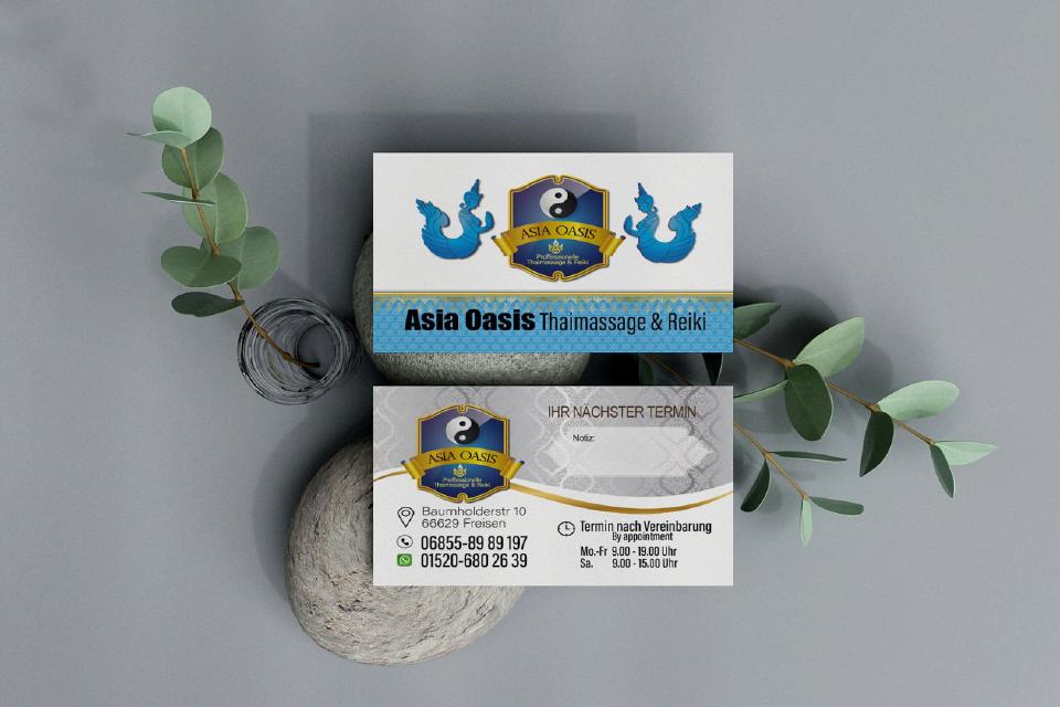 Designs Visitenkarte für Asia Oasis Thai-Massage in Freisen