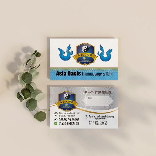 Designs Visitenkarte für Asia Oasis Thai-Massage in Freisen