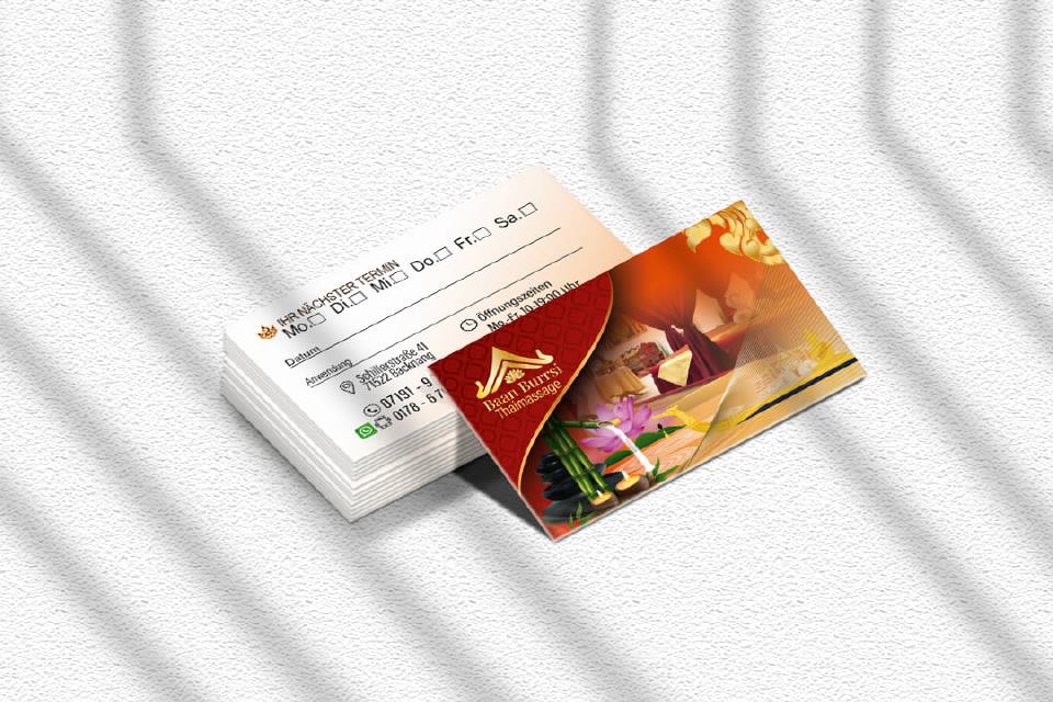 Designs Visitenkarte Baan Burrsi Thai-Massage