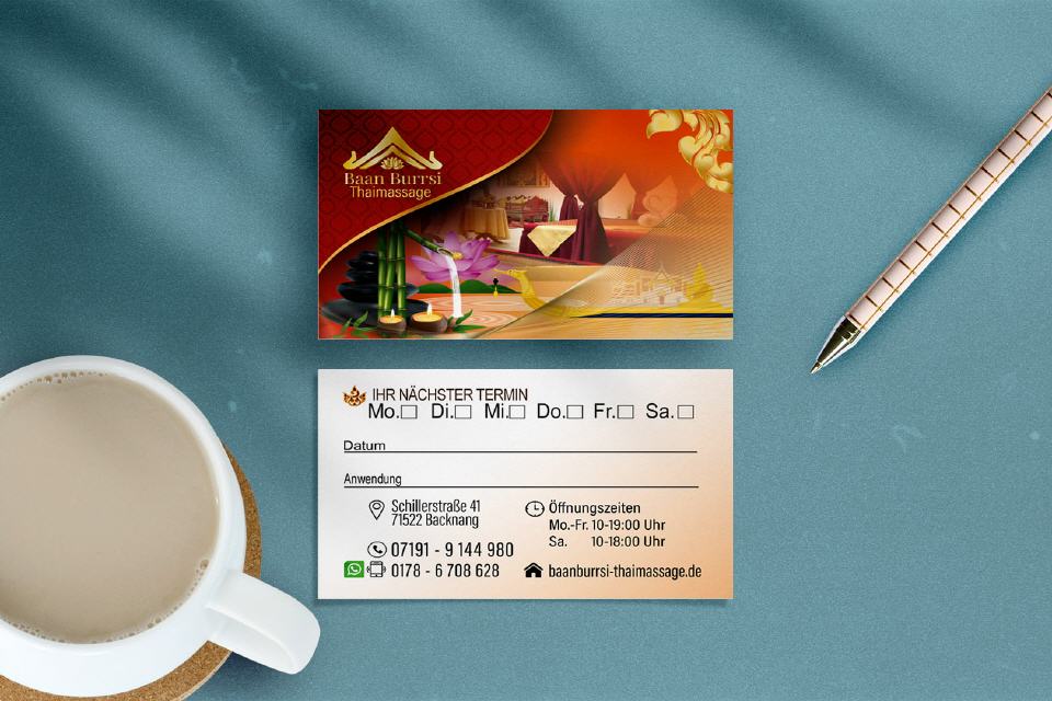 Designs Visitenkarte Baan Burrsi Thai-Massage