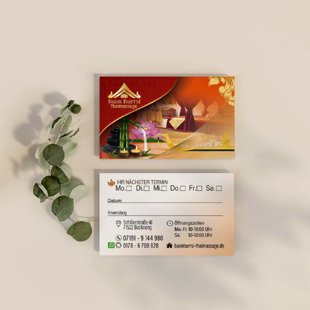 Designs Visitenkarte Baan Burrsi Thai-Massage