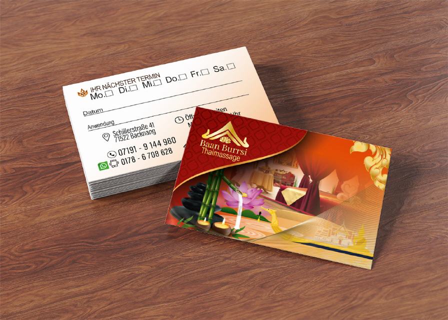 Designs Visitenkarte Baan Burrsi Thai-Massage