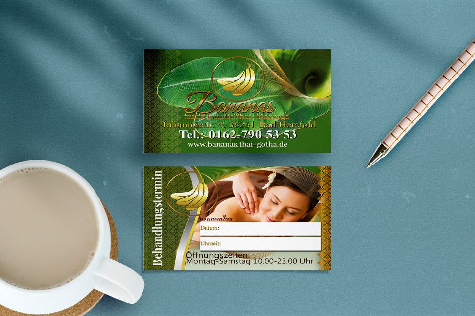 Banana Thai-Massage Visitenkarte Design