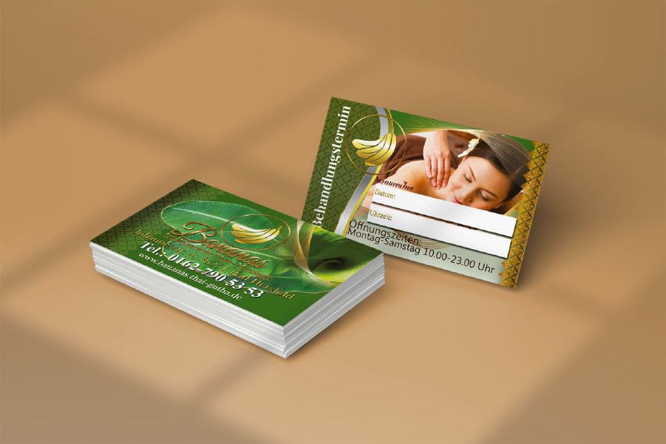 Banana Thai-Massage Visitenkarte Design