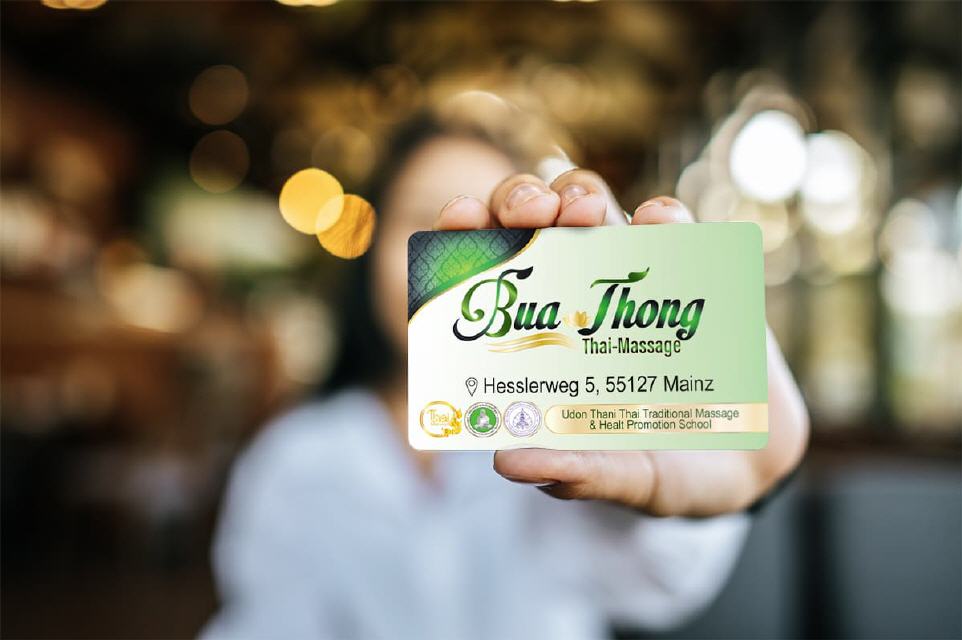 Visitenkarten Designs Buathong Thai-Massage in Mainz