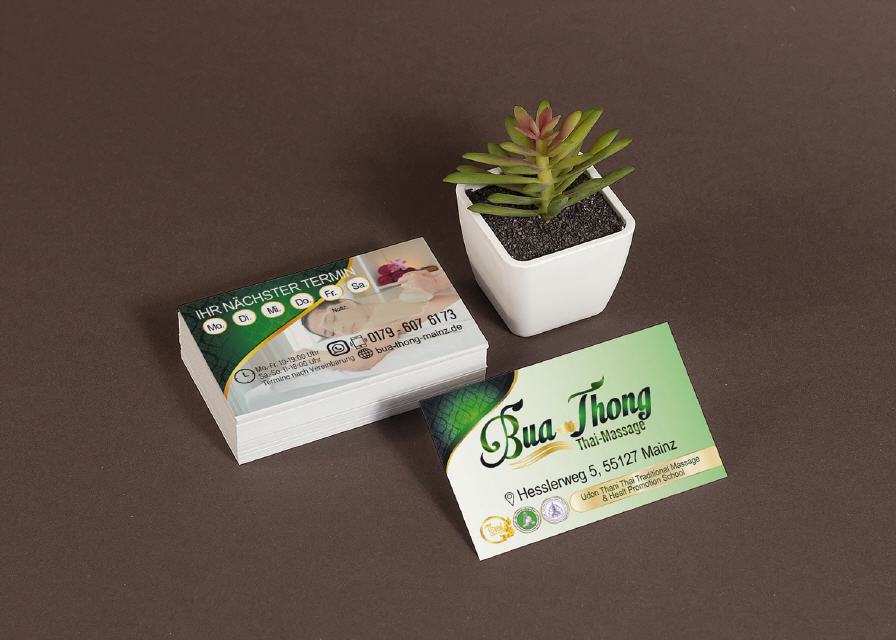 Visitenkarten Designs Buathong Thai-Massage in Mainz