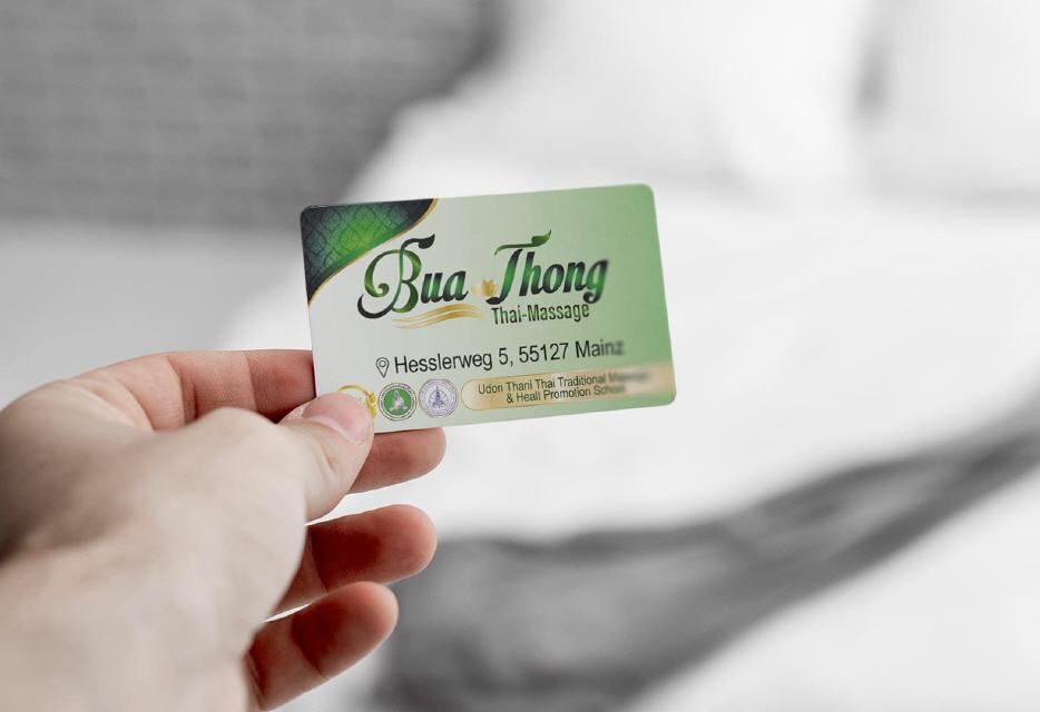 Visitenkarten Designs Buathong Thai-Massage in Mainz