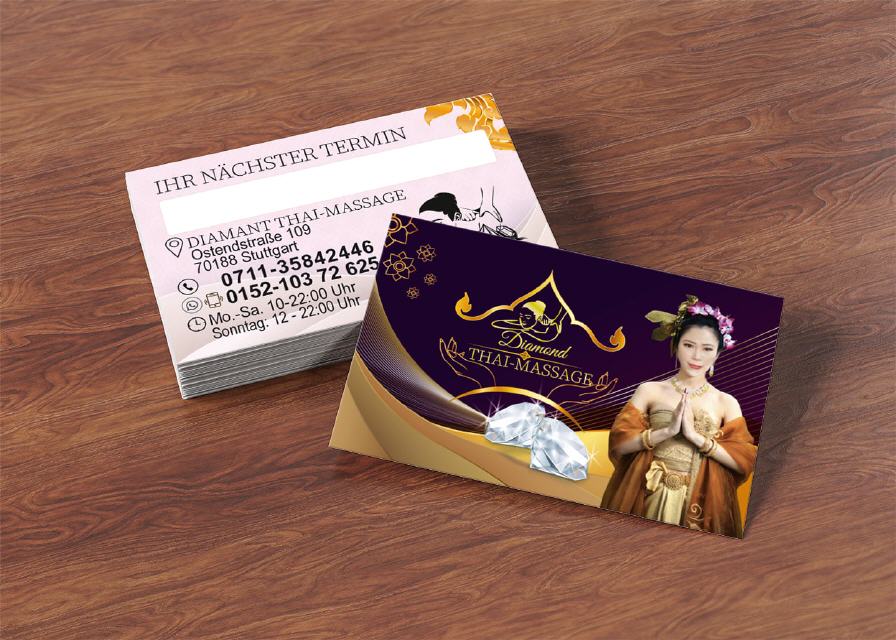 Visitenkarte Design Diamant Thaimassage