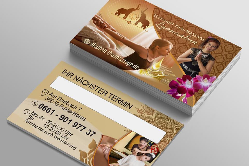 Visitenkarten Design Elephnt Thai-Massage