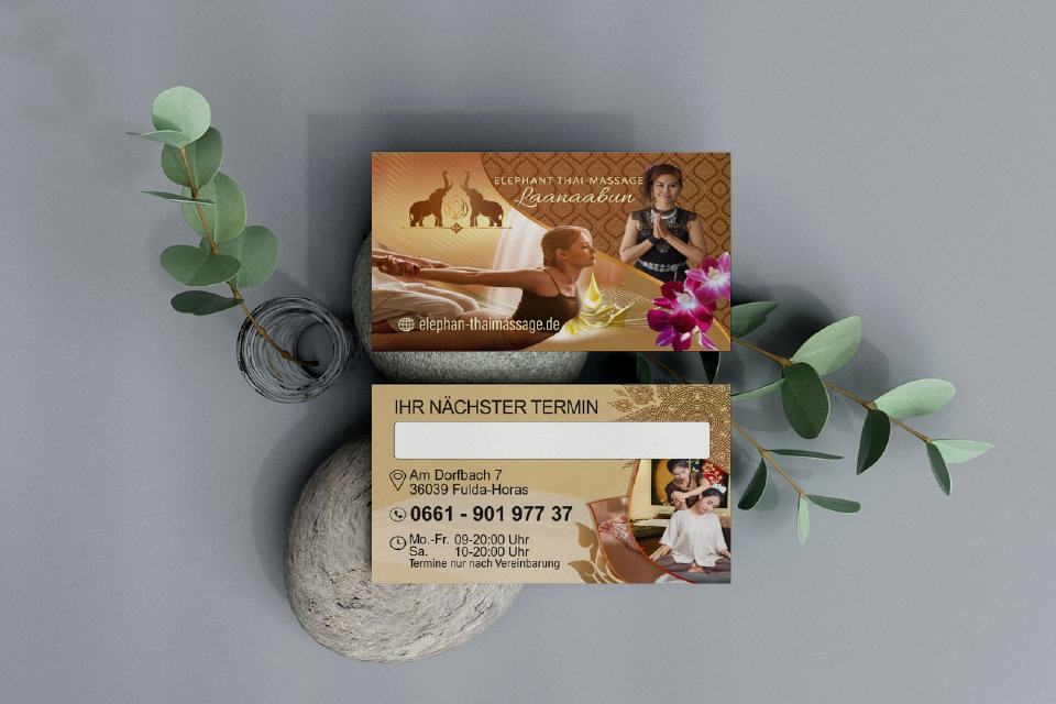 Visitenkarten Design Elephnt Thai-Massage