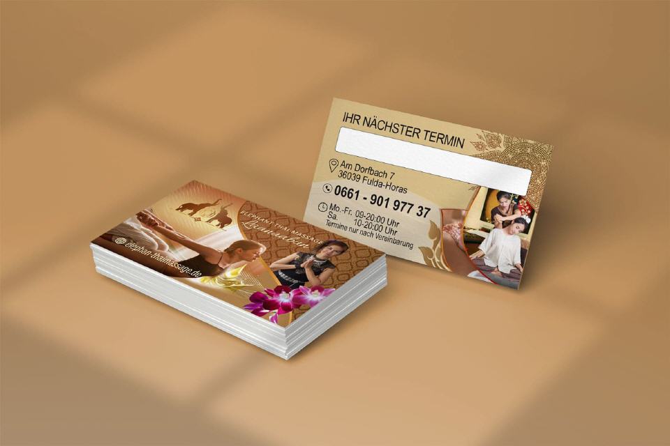 Visitenkarten Design Elephnt Thai-Massage