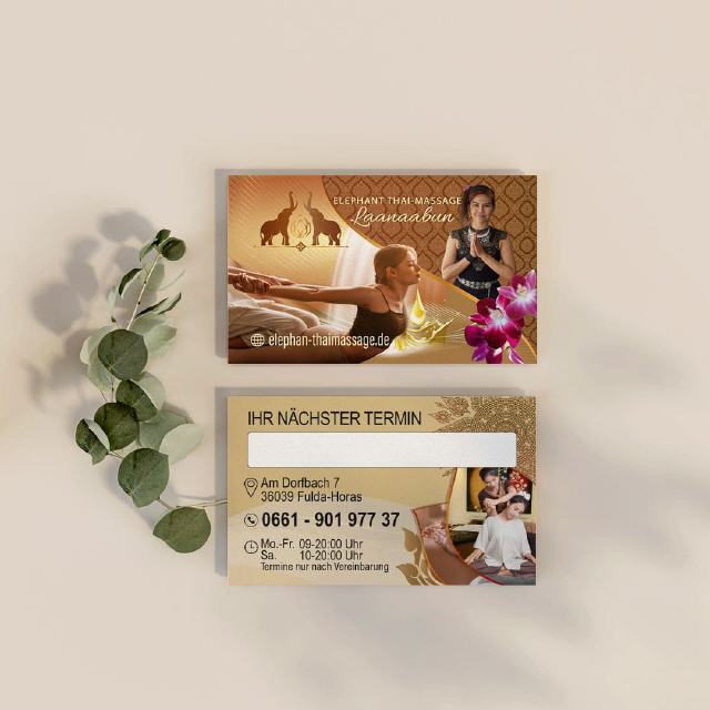 Visitenkarten Design Elephnt Thai-Massage