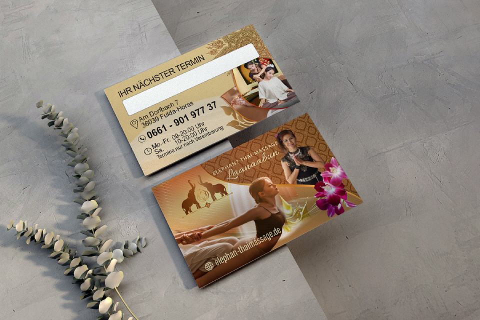 Visitenkarten Design Elephnt Thai-Massage