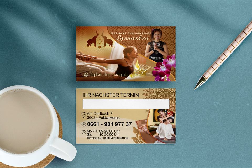 Visitenkarten Design Elephnt Thai-Massage