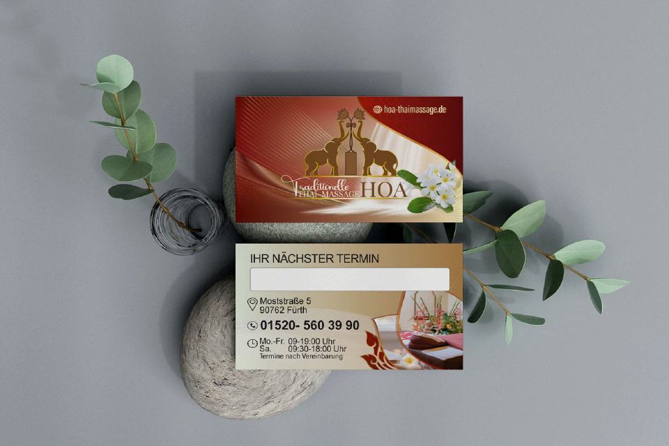 Visitenkarten Design hoa Thai-Massage in Erfürth