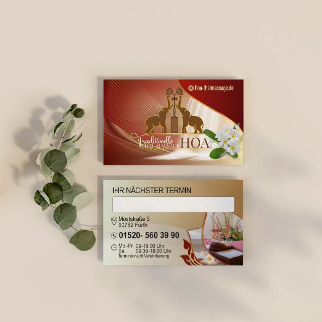 Visitenkarten Design hoa Thai-Massage in Erfürth