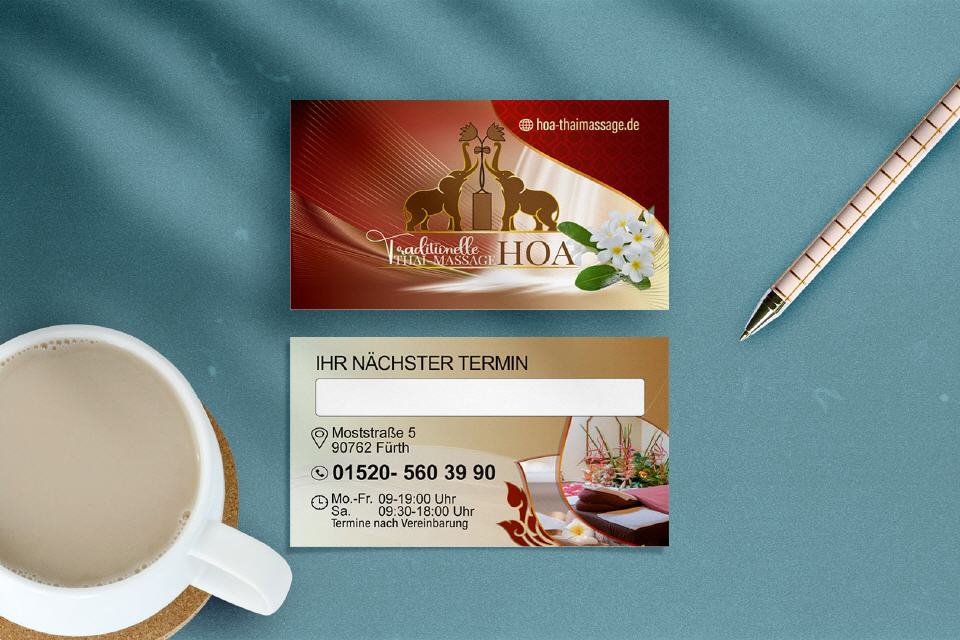 Visitenkarten Design hoa Thai-Massage in Erfürth