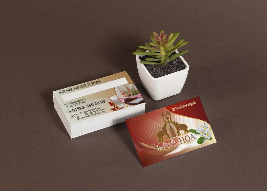 Visitenkarten Design hoa Thai-Massage in Erfürth