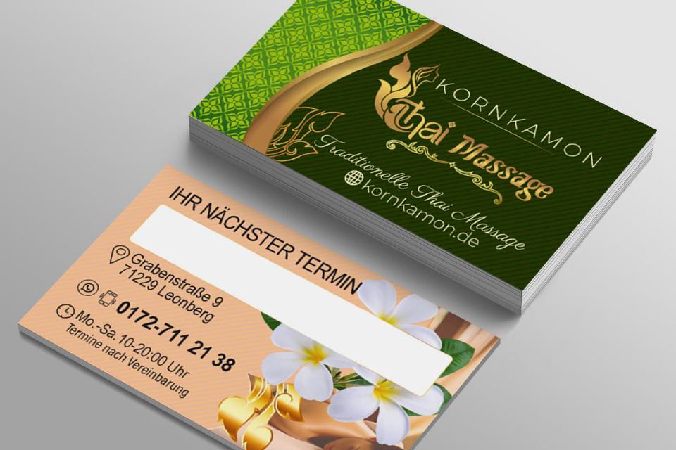 Visitenkarte Designs Kornkamon Thai-Massage